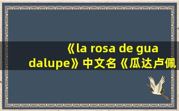 《la rosa de guadalupe》中文名《瓜达卢佩的玫瑰》眼